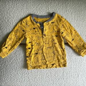 Carter’s Boys 2T dog print Henley, Long sleeve T-shirt, yellow
